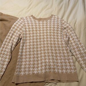 Croft & Barrow Women's Houndstooth Sweater - Tan and White